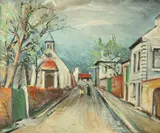 Burk, Village Street Scene, Oil on canvas