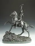 Frederic Remington, Scalp, On a green marble base