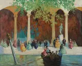 Matthew Kalmenoff, Carnivale in Venice, Oil on canvas