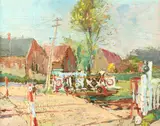 Al Terken, Railroad Crossing, Oil on canvas