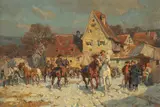 Wilhelm Velten, Town in Winter, Oil on board