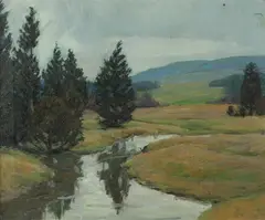 Horace Brown, Untitled, WINDING STREAM AT THE FOOTHILLS, oil on canvas