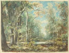 Ralph Albert Blakelock, In the Woods, Watercolor