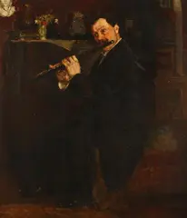 Edward S. Siebert, The Flute Player, Oil on canvas
