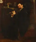 Edward S. Siebert, The Flute Player, Oil on canvas