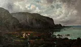 Ferdinand Franz Hoepfner, Children on Rocky Shore, Oil on canvas