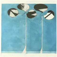 Richard Diebenkorn, Clubs Blue Ground, Color etching and aquatint