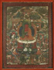 Thanka, Life of Buddha, Ink and color on cloth