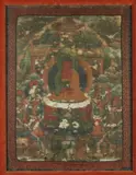 Thanka, Life of Buddha, Ink and color on cloth