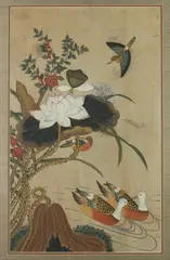 Ducks and Lotus by Anonymous, Ink and color on paper, offered Nov 2013