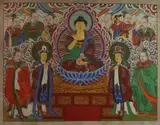 Anonymous, Buddha and Attendants, Ink and color on cloth