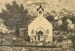 Doris Emrick Lee, Country Wedding, Lithograph; 1945, ed. 250