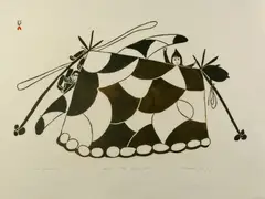 Napachie Pootoogook, Untitled, OUR SUMMER TENT, signed, titled located, dated 1977 and numbered 41/50 in pencil lower margin