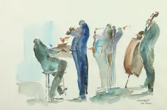 Stan Kenton by Leo Meisersdorf, Watercolor, sold Nov 2013