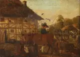 Village Scene by Continental School, VILLAGE SCENE, oil on canvas, offered Nov 2013