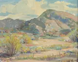 Western Landscape by American School, WESTERN LANDSCAPE, oil on board, offered Nov 2013