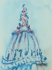 Doris Lee, Capital Dome, Watercolor