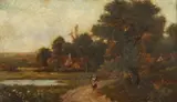 Continental School, Gathering Firewood, Oil on canvas
