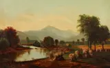Wheat Harvest Along the River by Continental School, WHEAT HARVEST ALONG THE RIVER, oil on canvas, offered Nov 2013