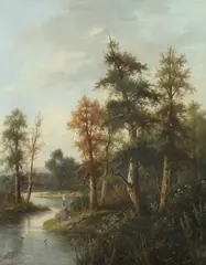 Ada Stone, Woman at Stream, Oil on canvas