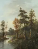 Ada Stone, Woman at Stream, Oil on canvas