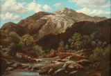 William R. Hogan, Fishing in the Mountain Stream, FISHING IN THE MOUNTAIN STREAM, oil on canvas