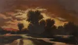 American School, Autumn Landscape at Dusk, AUTUMN LANDSCAPE AT DUSK, oil on canvas