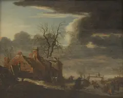 Klaes Molenaer, Untitled, c.1630-c.1676) A winter landscape with figures on a frozen canal oil on panel 40 x 51cm