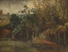 Thomas Churchyard, Untitled, Thomas Churchyard (1798-1865) Study of a garden oil on board 14.5 x 18cm