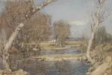 Lamorna Birch, Untitled, watercolour with scratching out 25 x 36cm