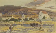 John Fulleylove, Untitled, pencil and watercolour 14 x 24cm Exhibited: The Fine Art Society