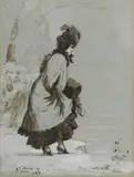 Albert Ludovici Jnr, Untitled, pen and ink and watercolour 28 x 20.8cm
