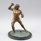 Firmado Omr, Tlahuicole, Escultura en bronce con pátina dorada 4 /30-