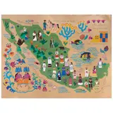 Carlos Mérida, Mapa de la Reupública Mexicana, de la carpeta Trajes regionales, 1945, Serigrafía sin número de tiraje