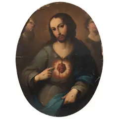 MÉXICO, SIGLO XIX by Sagrado Corazón de Jesús, Óleo sobre tela, offered Oct 2021