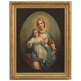 Virgen del Rosario, MÉXICO, SIGLO XIX, Óleo sobre tela
