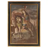 San Martín de Tours, SIGLO XVIII, Óleo sobre tela con aplicaciones doradas