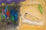 Hyménée (Aus: Daphnis et Chloé) by Marc Chagall, 1961, Farblithografie auf Velin mit Mittelfalz, sold Sep 2021