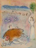 La Ruse de Dorcon (Aus: Daphnis et Chloé) by Marc Chagall, 1961, Farblithografie auf Velin, sold Oct 2021