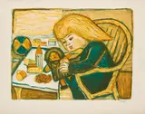 Otto Dix, Spielendes Kind, 1955, Farblithografie auf Kupferdruckkarton
