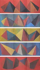 Piramidi by Sol LeWitt, 1986, Jeweils: Farblithografie auf Bütten, 2-afch gefaltet, sold Apr 2021