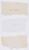 Joel Fisher, Konvolut von 3 Multiples, 1970er Jahre, Jeweils Bütten mit Wasserzeichen, davon 2 Blätter typografisch bedruckt. Verschiedene Maße. Max. 11 x 23cm