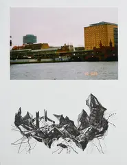 Franz Ackermann, Arena 09, 2005, C-Print, collagiert, auf Lithografie auf Hahnemühle (Wasserzeichen)