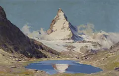 Hans Maurus, Blick über den Riffelsee auf das Matterhorn, Öl auf Leinwand