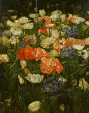 Friedrich Stahl, Mohnblumenfeld, Öl auf Holz