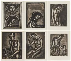 Georges Rouault, Miserere, 1948, Album mit 58 Aquatintaradierungen über Heliogravuren auf Arches (Wasserzeichen)