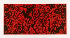 A. R. Penck, Revolutionäres Jahr, 1989/90, Farbaquatinta auf Velin