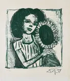 Otto Dix, Mädchen mit Sonnenblume, 1959, Farblithografie auf dünnem Velin
