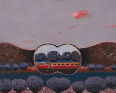 Peter Janssen, "Rheinblick", 1975, Öl auf Leinwand