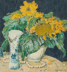 Joseph Kohlschein d.J., Stillleben mit Sonnenblumen, Öl auf Leinwand